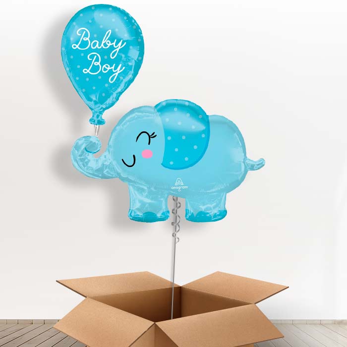 Giant Baby Boy Blue Elephant Shaped Foil Balloon in a Box