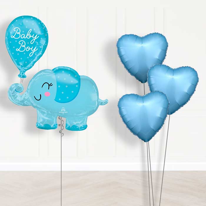 Giant Baby Boy Blue Elephant Shaped Balloon Bouquet Delivery