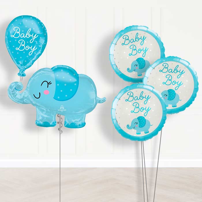 Giant Baby Boy Blue Elephant Shaped Balloon Bouquet Delivery