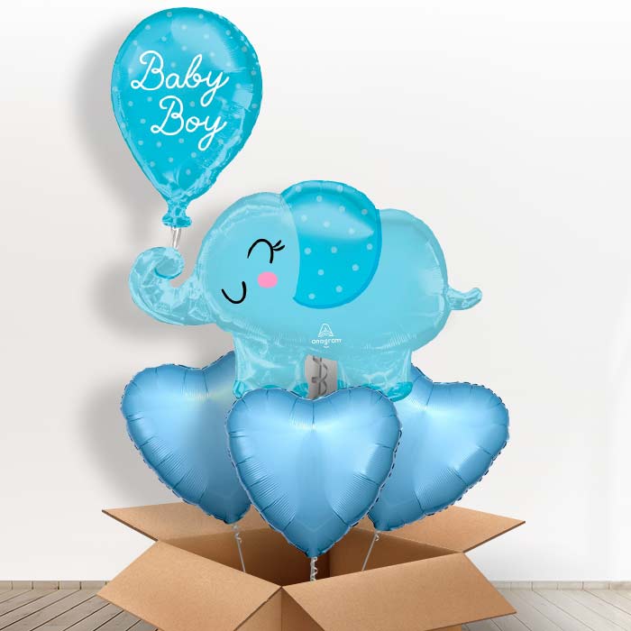 Giant Baby Boy Blue Elephant Shaped Foil Balloon in a Box
