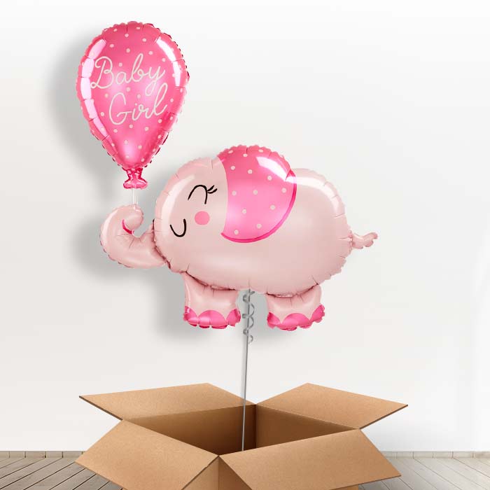 Giant Baby Girl Pink Elephant Shaped Foil Balloon in a Box