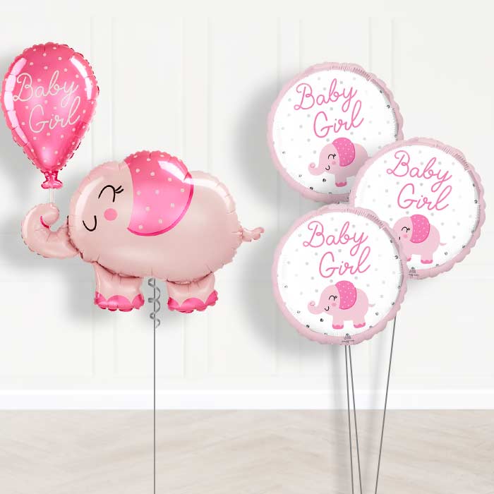 Giant Baby Girl Pink Elephant Shaped Balloon Bouquet Delivery