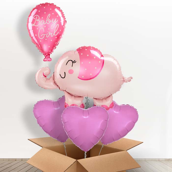 Giant Baby Girl Pink Elephant Shaped Foil Balloon in a Box