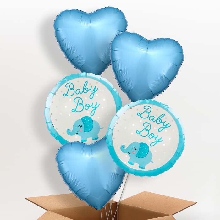 Baby Boy Elephant Helium Balloon in a Box - 5 Balloon | Small Indoor Plants