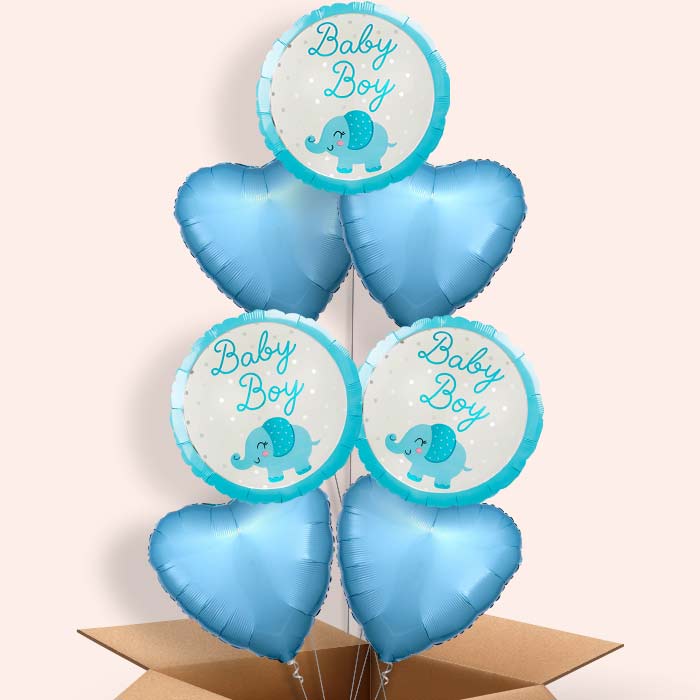 Baby Boy Elephant Helium Balloon in a Box - 7 Balloon | Small Indoor Plants