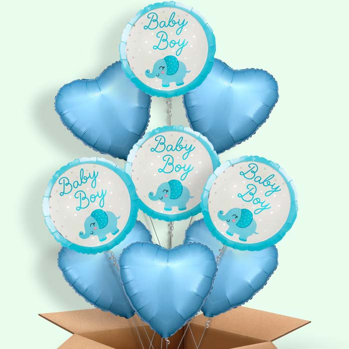 Baby Boy Elephant Helium Balloon in a Box - 9 Balloon | Small Indoor Plants