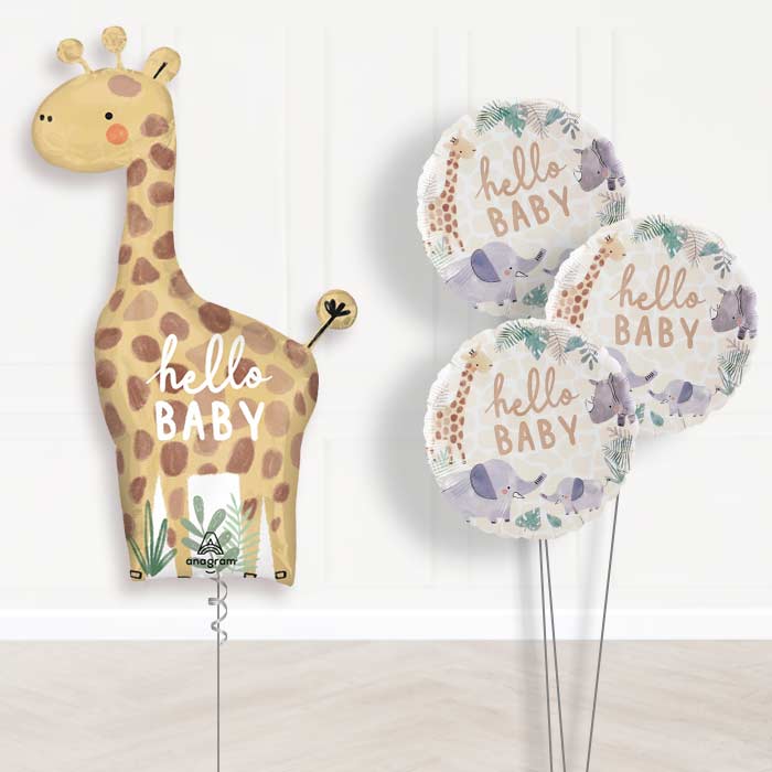 Giant Giraffe Hello Baby Balloon Bouquet Delivery