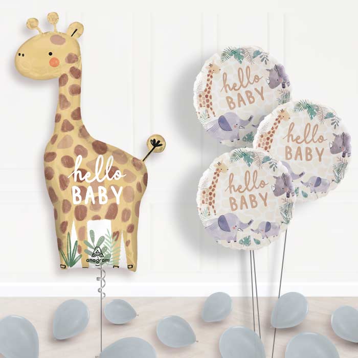 Giant Giraffe Hello Baby Balloon Bouquet Delivery