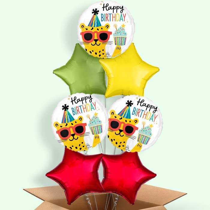 Cheetah Party Animal Birthday Helium Balloon in a Box - 7 Balloon | Small Indoor Plants
