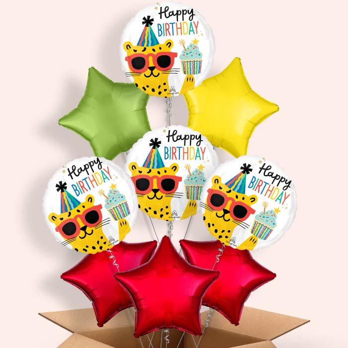 Cheetah Party Animal Birthday Helium Balloon in a Box - 9 Balloon | Small Indoor Plants