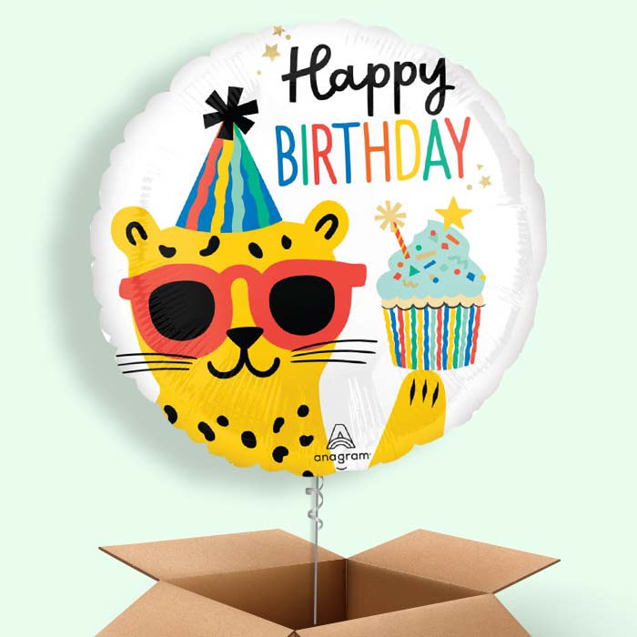 Cheetah Party Animal Birthday Helium Balloon in a Box - 1 Balloon | Small Indoor Plants