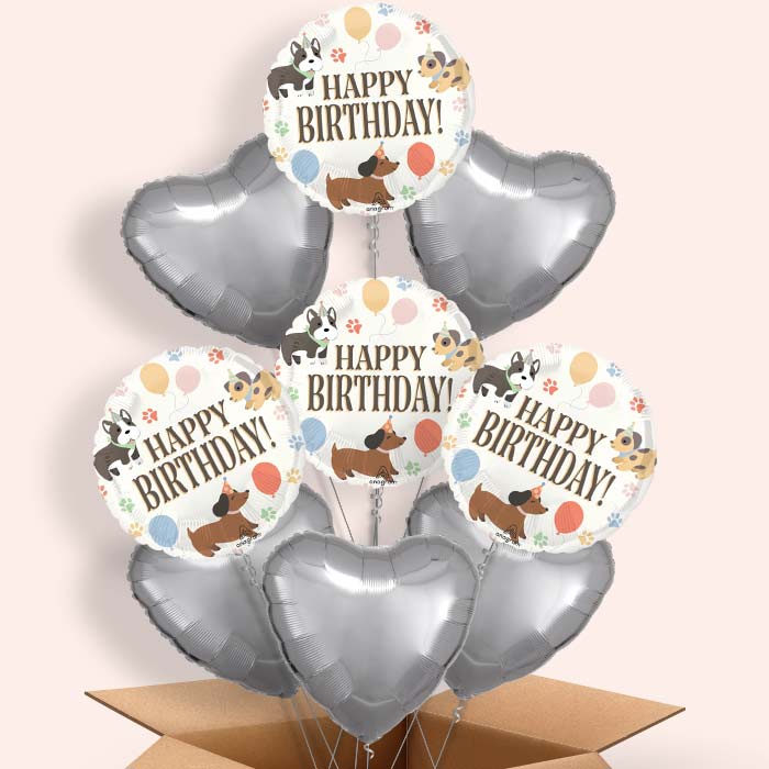 Dog Happy Birthday Helium Balloon in a Box - 9 Balloon | Small Indoor Plants