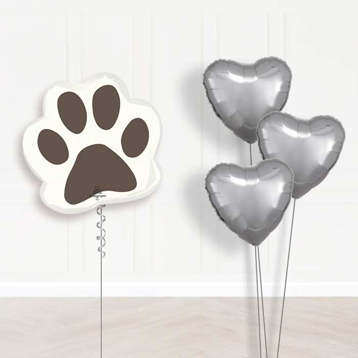 Giant Paw Print Balloon Bouquet Delivery - Plain Bouquet | Small Indoor Plants