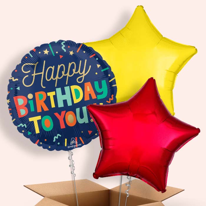 Happy Birthday to You Helium Balloon in a Box - 3 Balloon | Small Indoor Plants