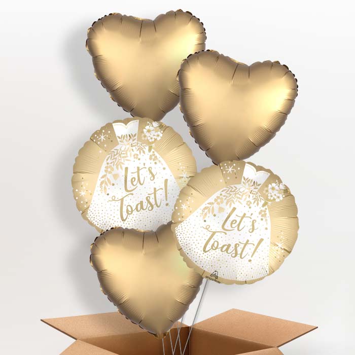 Wedding Dress (Lets Toast) Helium Balloon in a Box - 5 Balloon | Small Indoor Plants