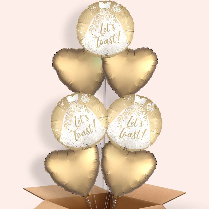 Wedding Dress (Lets Toast) Helium Balloon in a Box - 7 Balloon | Small Indoor Plants