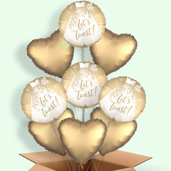 Wedding Dress (Lets Toast) Helium Balloon in a Box - 9 Balloon | Small Indoor Plants