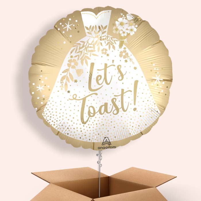 Wedding Dress (Lets Toast) Helium Balloon in a Box - 1 Balloon | Small Indoor Plants