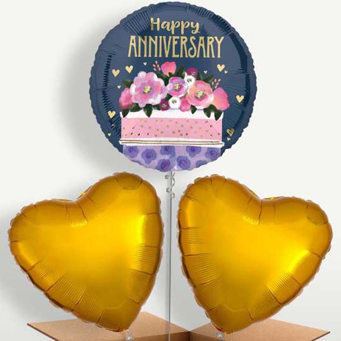 Happy Anniversary Cake Balloons in a Bunch | Small Indoor Plants