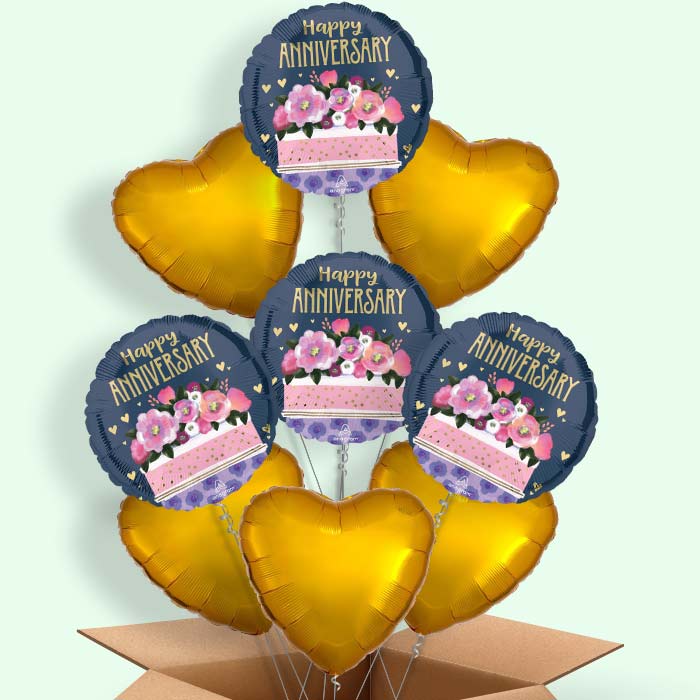 Happy Anniversary Cake Helium Balloon in a Box - 9 Balloon | Small Indoor Plants