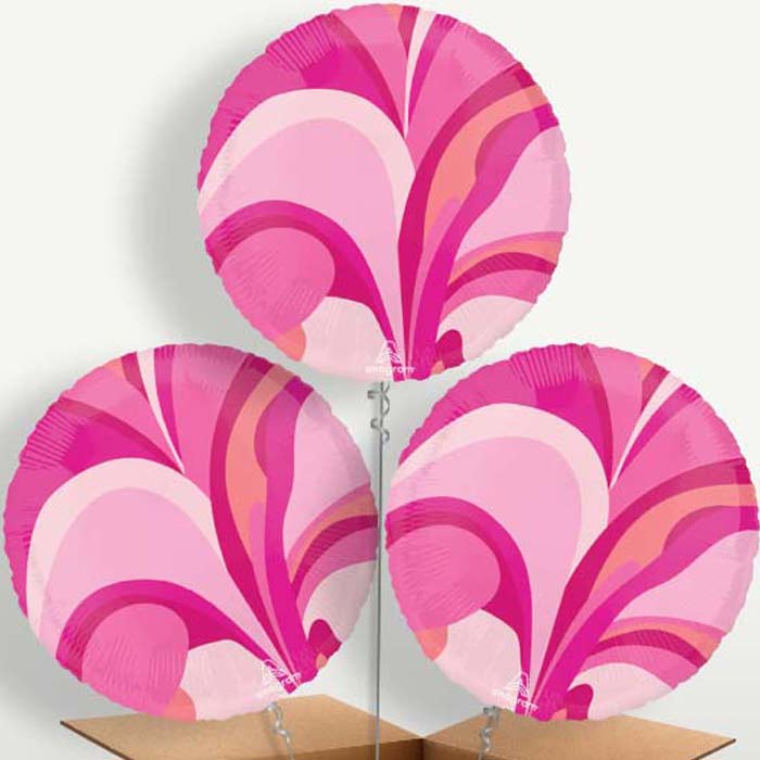 Pink Marble Round Balloon Bunch inflated with Helium | Small Indoor Plants