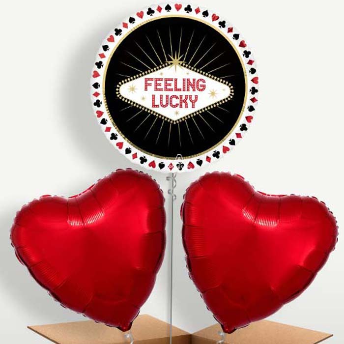 Feeling Lucky Casino Trio Balloon Bunch inflated with Helium | Small Indoor Plants
