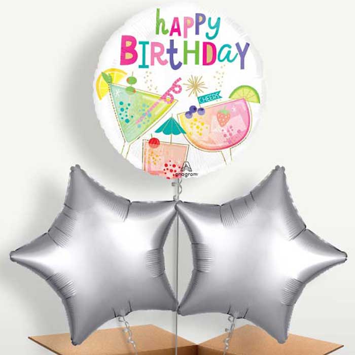 Cocktail Surprise Happy Birthday Bunch of Balloons | Small Indoor Plants