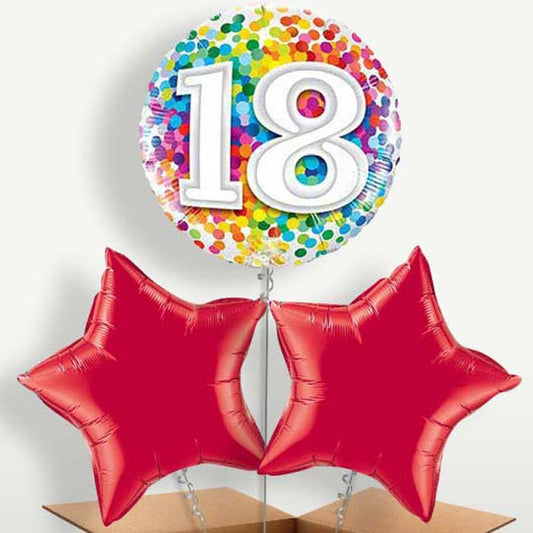 Multicoloured 18th Birthday Balloon Bunches | Small Indoor Plants