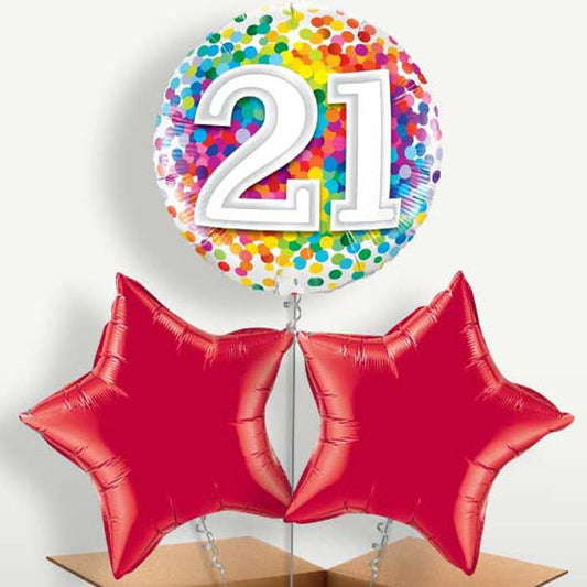 Multicoloured 21st Birthday Balloon Bunches | Small Indoor Plants