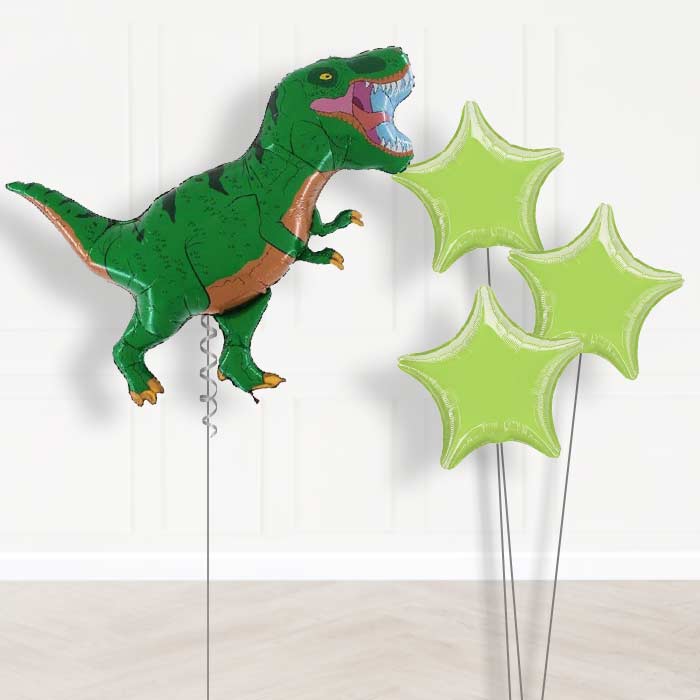 Green T-Rex Dinosaur Balloon Displays - Plain Bouquet | Small Indoor Plants