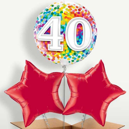 Multicoloured 40th Birthday Balloon Bunches | Small Indoor Plants