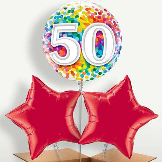Colourful Confetti 50th Birthday Bunch of Balloons | Small Indoor Plants