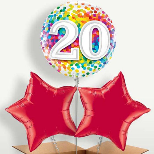 Multicoloured 20th Birthday Balloon Bunches | Small Indoor Plants
