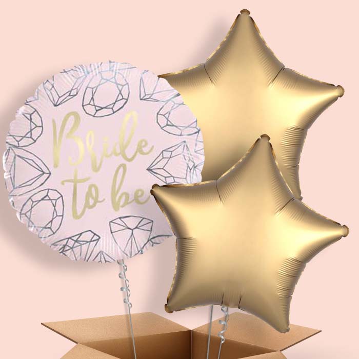Pink Diamond Bride to Be Foil Balloon in a Box - 3 Balloon | Small Indoor Plants