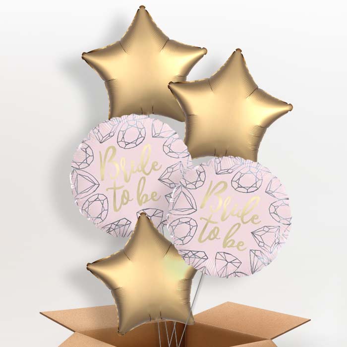 Pink Diamond Bride to Be Foil Balloon in a Box - 5 Balloon | Small Indoor Plants