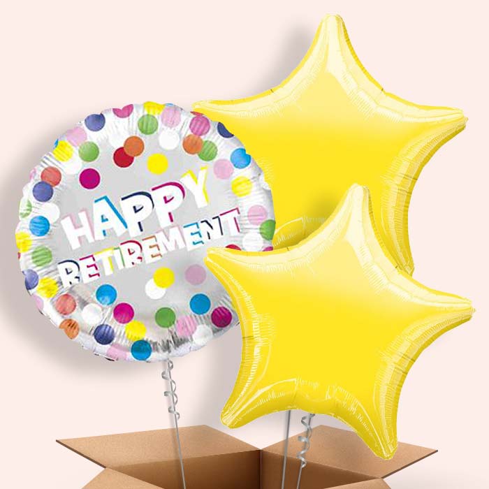 Colourful Happy Retirement Balloon in a Box - 3 Balloon | Small Indoor Plants