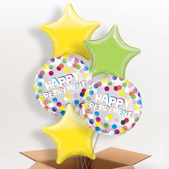 Colourful Happy Retirement Balloon in a Box - 5 Balloon | Small Indoor Plants