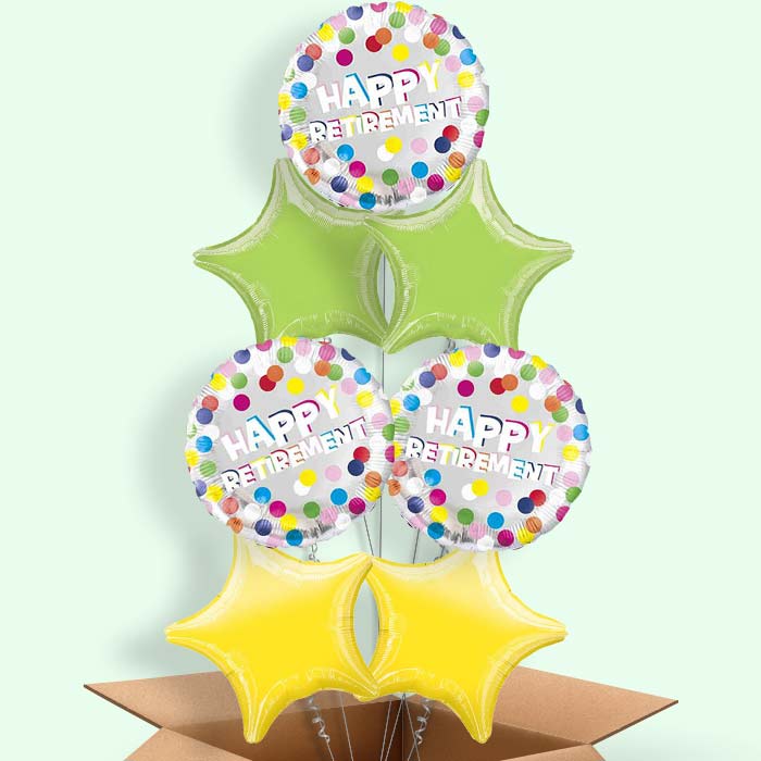 Colourful Happy Retirement Balloon in a Box - 7 Balloon | Small Indoor Plants