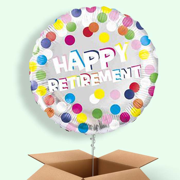 Colourful Happy Retirement Balloon in a Box - 1 Balloon | Small Indoor Plants