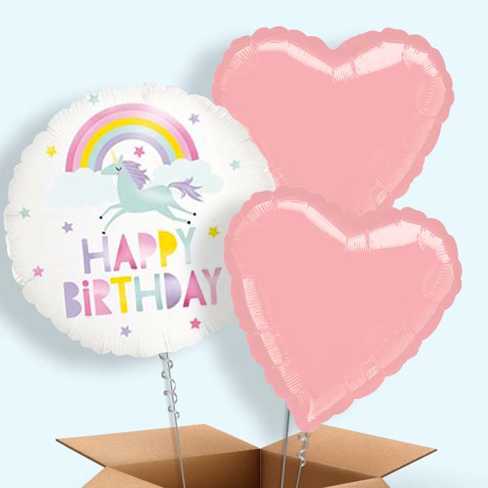 Rainbow Unicorn Birthday Balloon Delivery - 3 Balloon | Small Indoor Plants