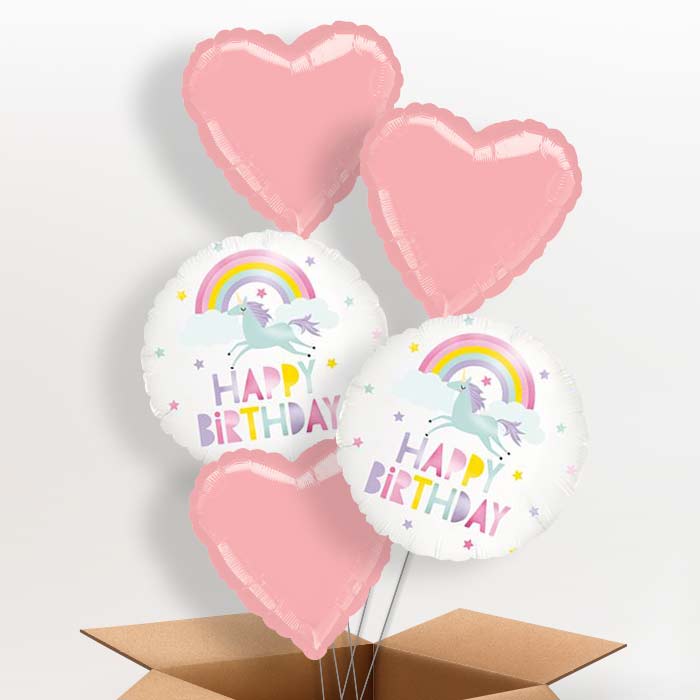 Rainbow Unicorn Birthday Balloon Delivery - 5 Balloon | Small Indoor Plants