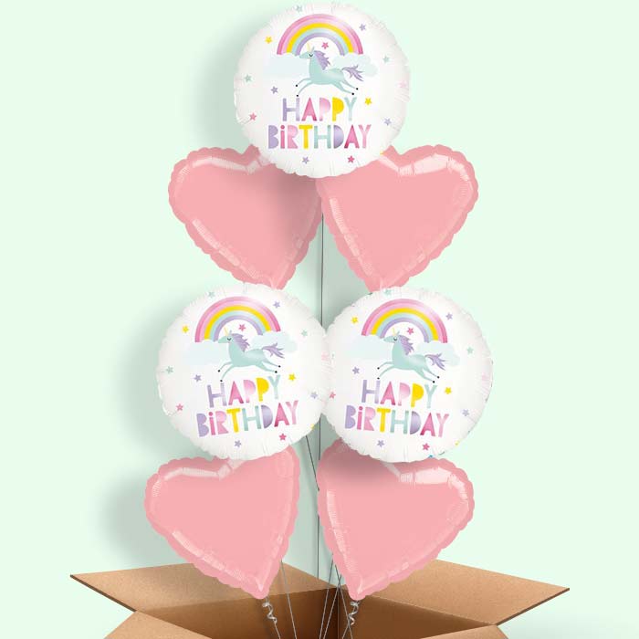 Rainbow Unicorn Birthday Balloon Delivery - 7 Balloon | Small Indoor Plants