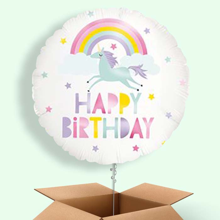 Rainbow Unicorn Birthday Balloon Delivery - 1 Balloon | Small Indoor Plants