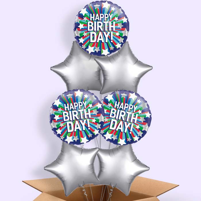Shooting Stars Happy Birthday Balloon in a Box - 7 Balloon | Small Indoor Plants