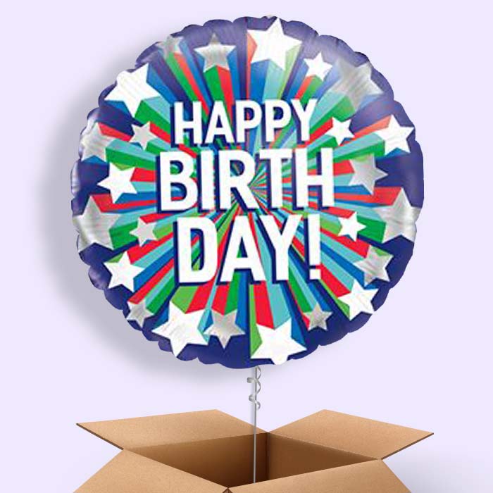 Shooting Stars Happy Birthday Balloon in a Box - 1 Balloon | Small Indoor Plants