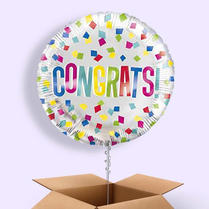 Colourful Congratulations Helium Balloon in a Box