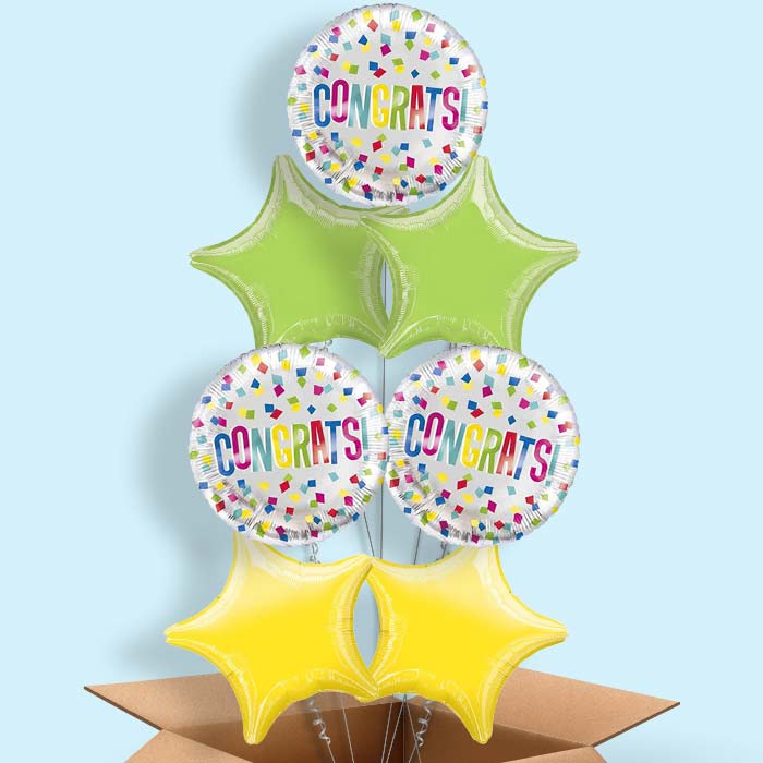 Colourful Congratulations Helium Balloon in a Box