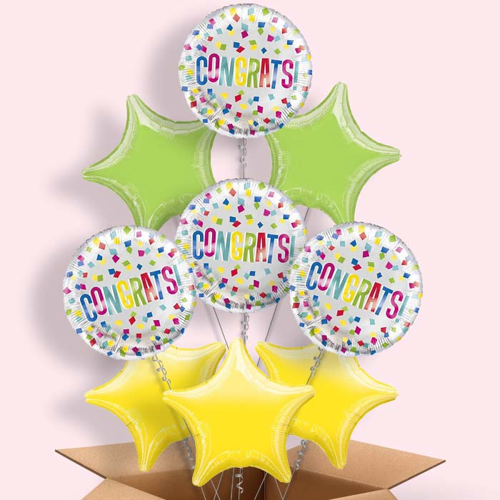 Colourful Congratulations Helium Balloon in a Box