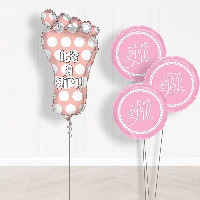 Its a Baby Girl Balloon Bouquet Delivered - Themed Bouquet | Small Indoor Plants