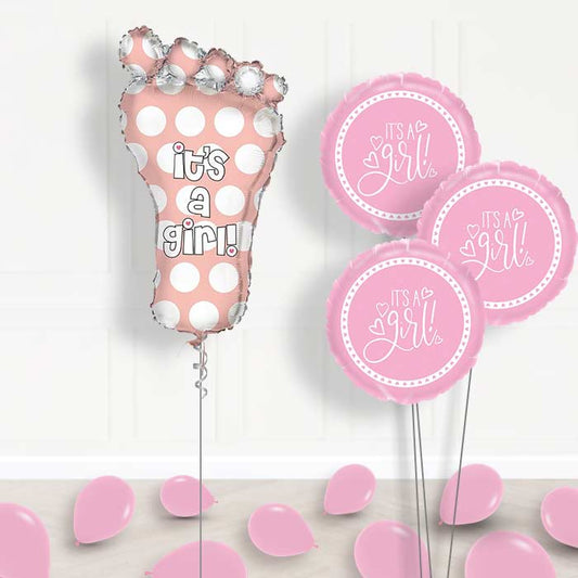 Its a Baby Girl Balloon Bouquet Delivered - Themed Bouquet and Latex | Small Indoor Plants